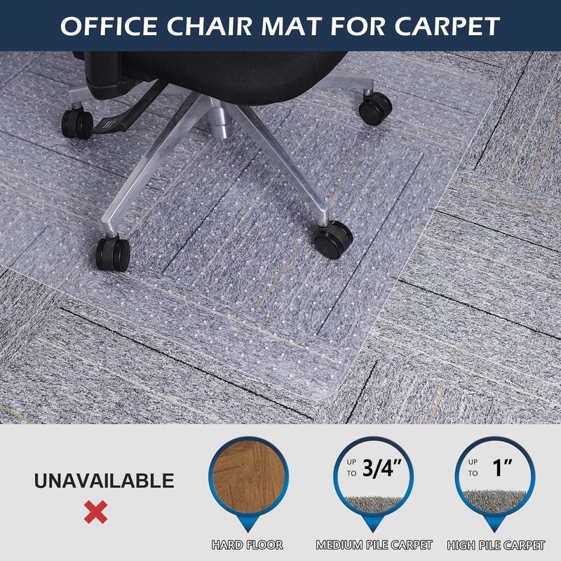 SALLOUS Chair Mat for Carpet, 46" x 60" Office Chair Mat for Carpeted Floors, Heavy Duty Vinyl Floor Mat with Grips, Floor Protector Computer Desk Mat for Home Office (Clear, Rectangular) - Image 4